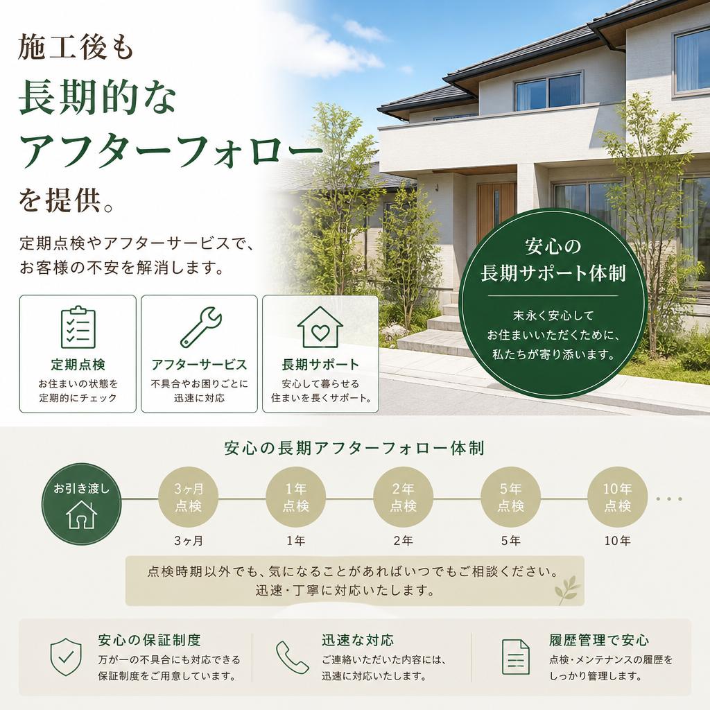 アフターフォローの充実