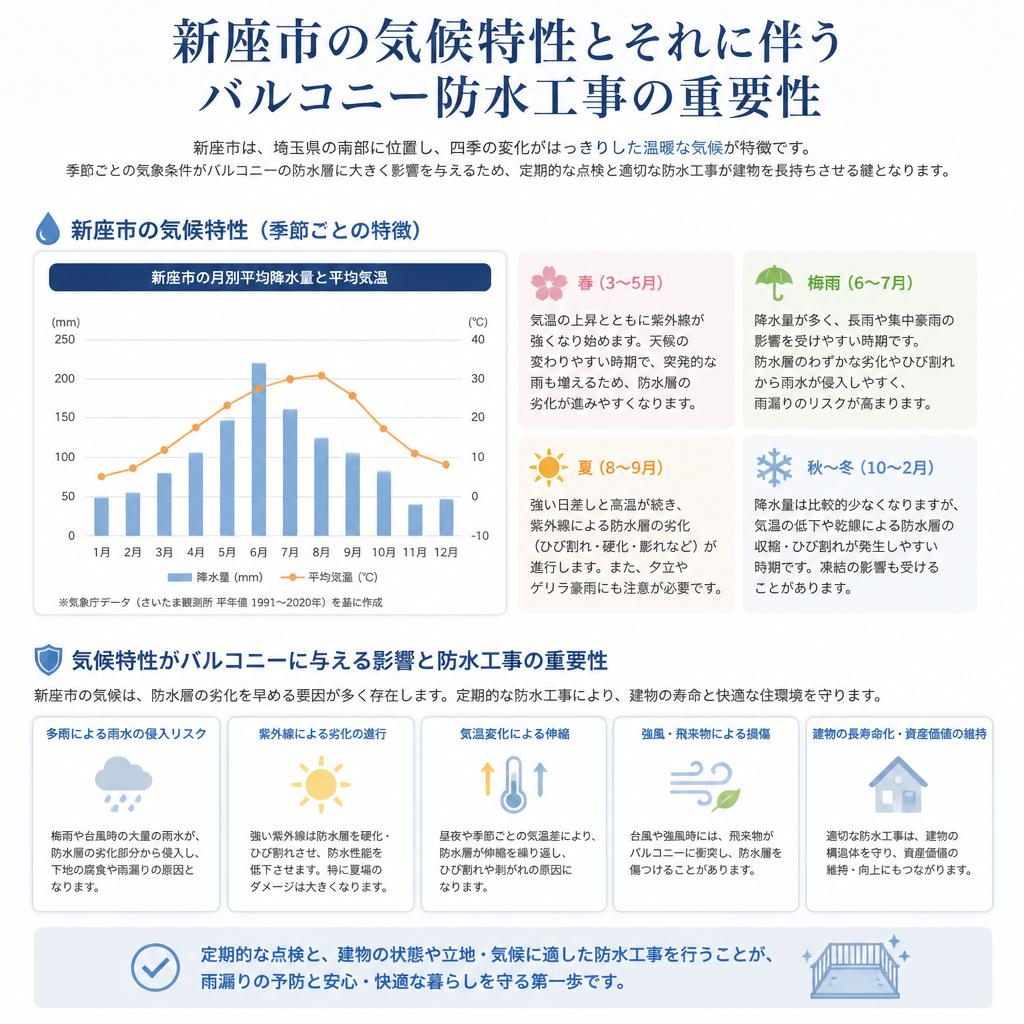 2. 新座市の気候とバルコニー防水の重要性