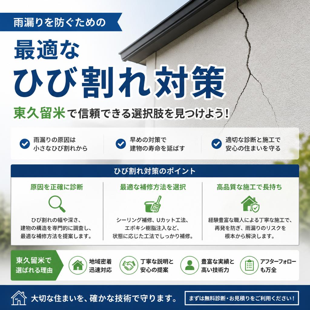 雨漏りを防ぐための最適なひび割れ対策、東久留米で信頼できる選択肢を見つけよう！