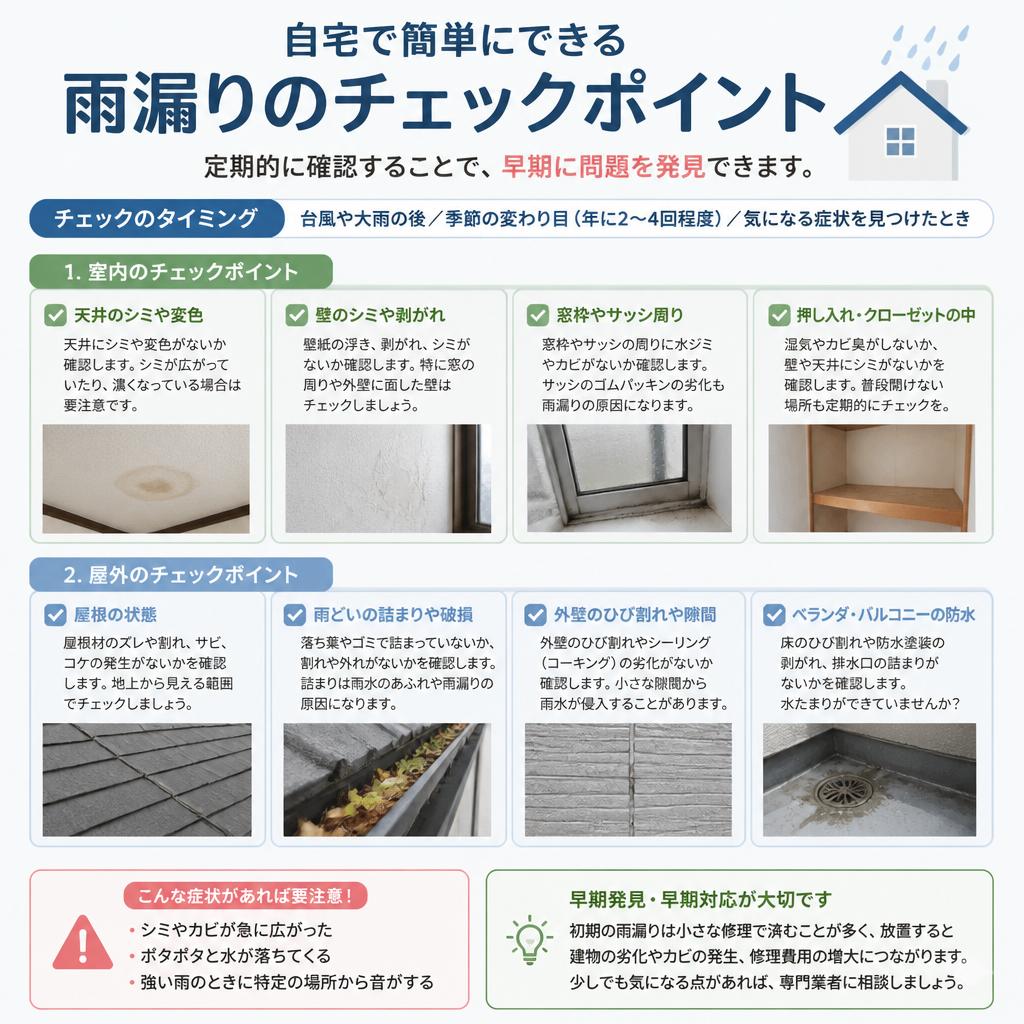 雨漏りを見つけるためのチェックポイント