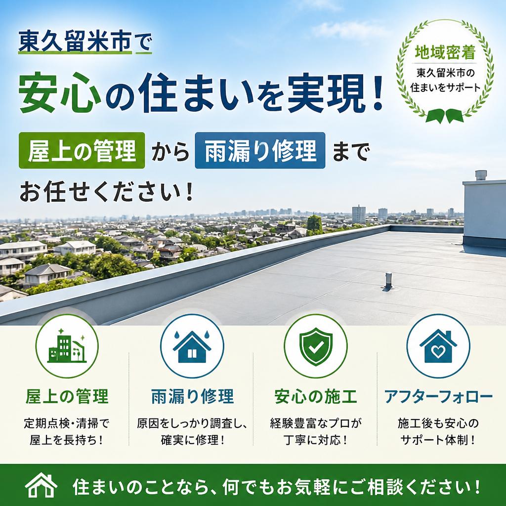 東久留米市で安心の住まいを実現！屋上の管理から雨漏り修理までお任せください！