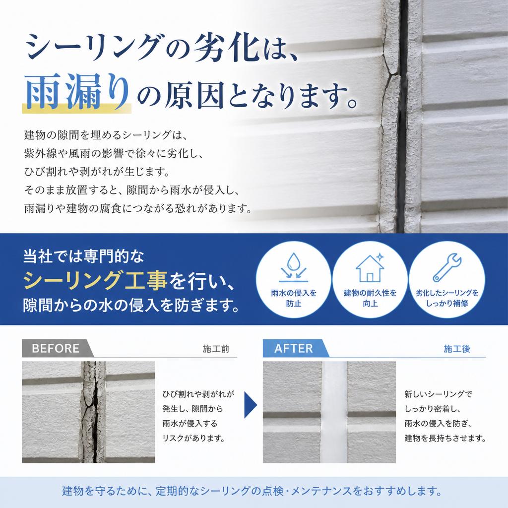シーリング工事で雨漏りを防ぐ