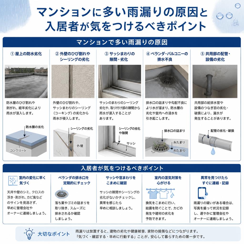 2. マンション特有の雨漏り原因