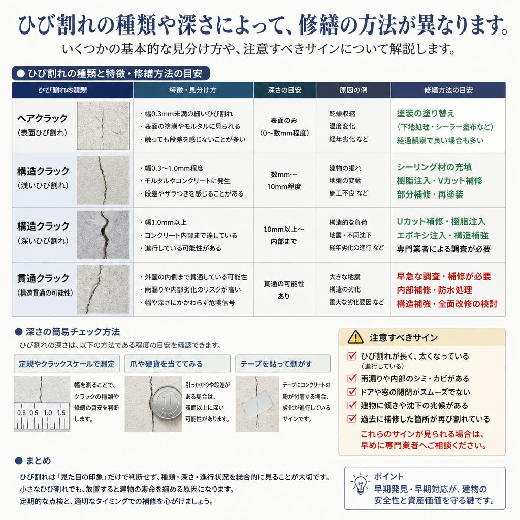 ひび割れの見分け方